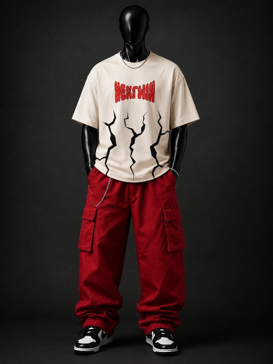 Men's Oversized Wolf Graphic T-Shirt – Too Wild to Tame Streetwear Tee | Premium Cotton Casual Top