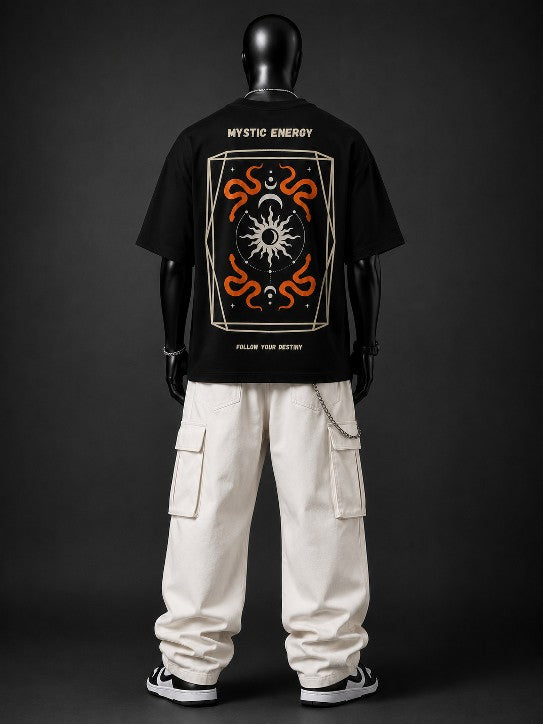Men's Oversized Mystic Energy Graphic T-Shirt – Tarot Card Streetwear Tee | Premium Cotton Casual Top