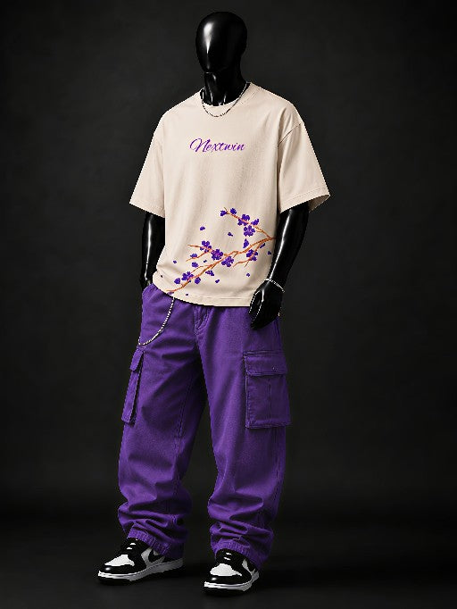 NEXTWIN Spring Blossom Oversized T-Shirt | Premium 240 GSM Cotton | Floral Graphic Streetwear Tee