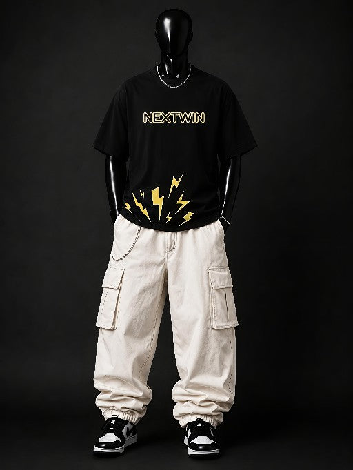 NEXTWIN Samurai Oversized T-Shirt | Premium 240 GSM Cotton | Black Anime Streetwear Graphic Tee