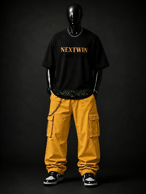 NEXTWIN Royal Heritage Oversized T-Shirt | Premium 240 GSM Cotton | Black Graphic Streetwear Tee