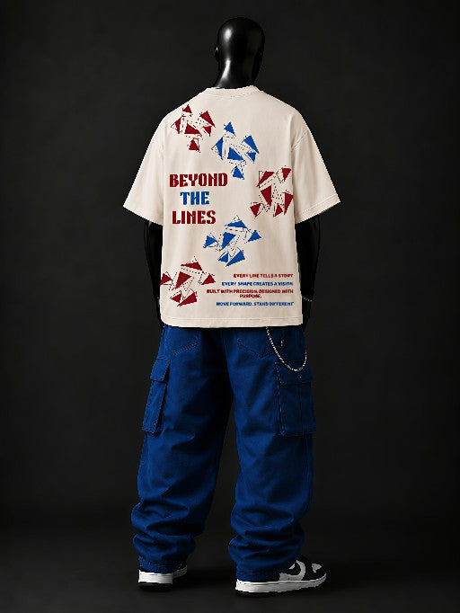NEXTWIN Beyond The Lines Oversized T-Shirt | Premium 240 GSM Cotton | Abstract Graphic Streetwear Tee
