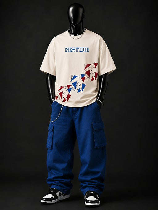 NEXTWIN Beyond The Lines Oversized T-Shirt | Premium 240 GSM Cotton | Abstract Graphic Streetwear Tee