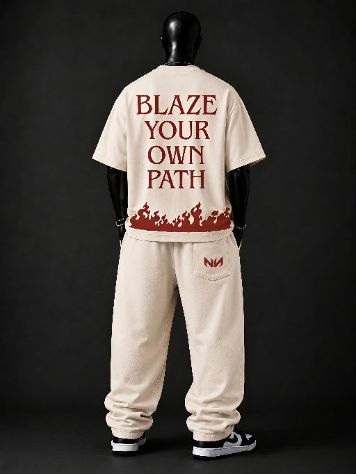 NEXTWIN Blaze Your Own Path Oversized T-Shirt | Premium 240 GSM Cotton | Motivational Graphic Streetwear Tee