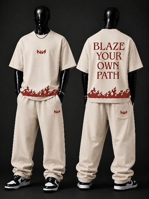 NEXTWIN Blaze Your Own Path Oversized T-Shirt | Premium 240 GSM Cotton | Motivational Graphic Streetwear Tee