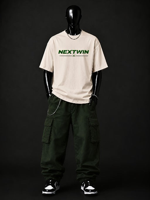NEXTWIN Power in Silence Dragon Oversized T-Shirt | Premium 240 GSM Cotton | Japanese Graphic Streetwear Tee