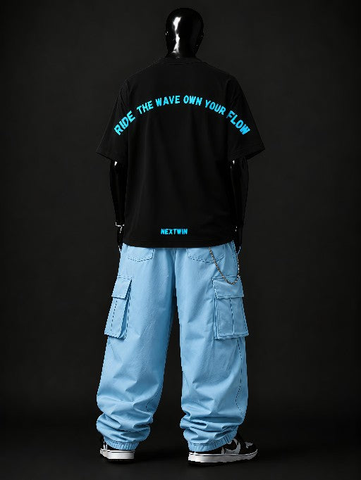 NEXTWIN Ride the Wave Oversized T-Shirt | Premium 240 GSM Cotton | Minimal Graphic Streetwear Tee