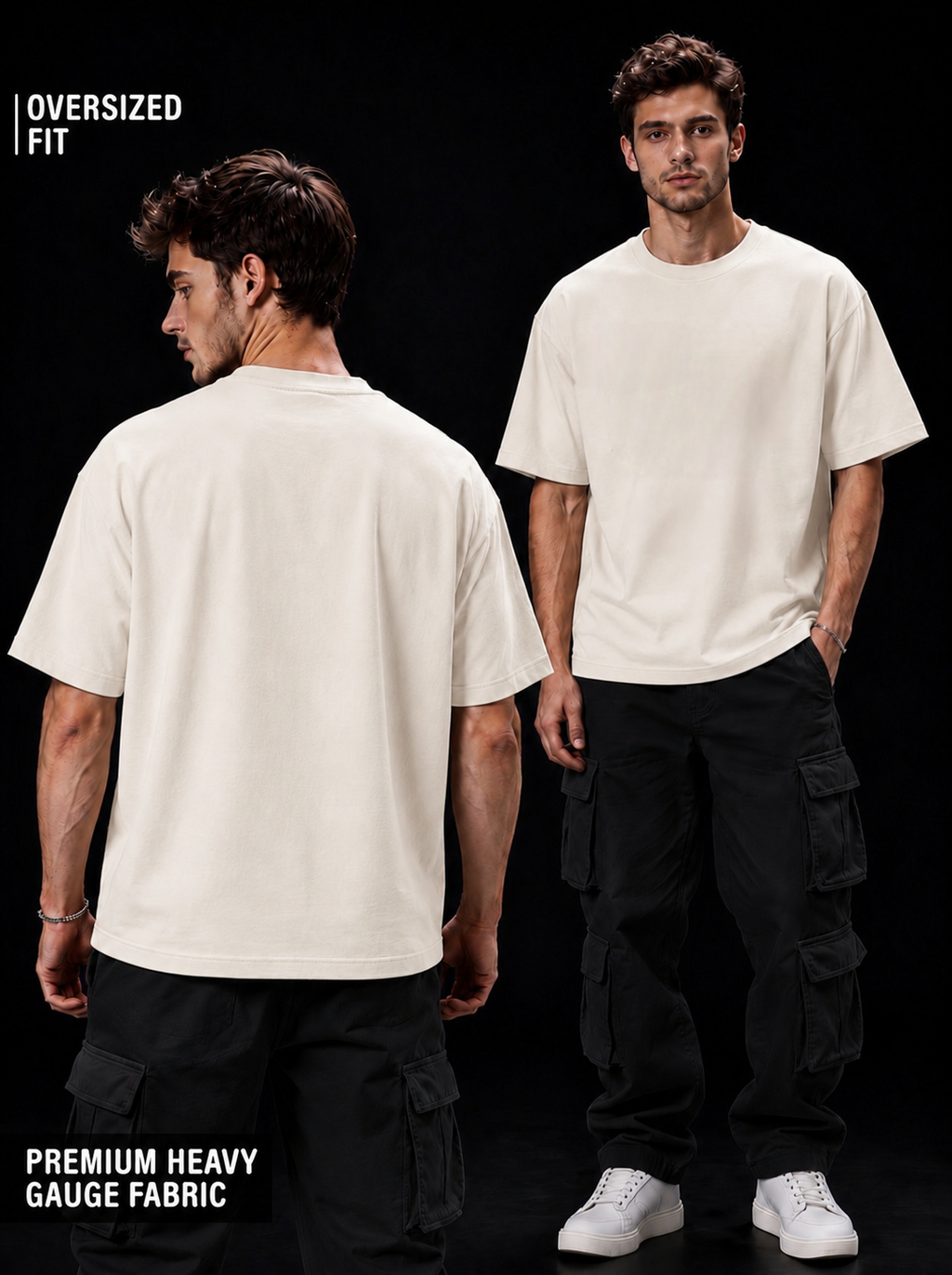 NEXTWIN Essential Oversized T-Shirt – Solid Off White | 240 GSM Premium Cotton