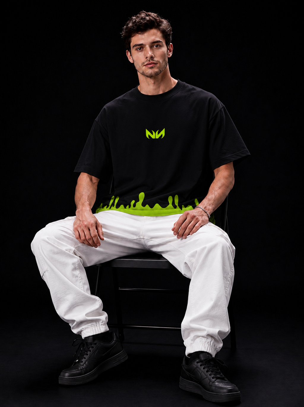 NEXTWIN Zombie Oversized Graphic T-Shirt – Neon Green Horror Print | 240 GSM Premium Cotton |