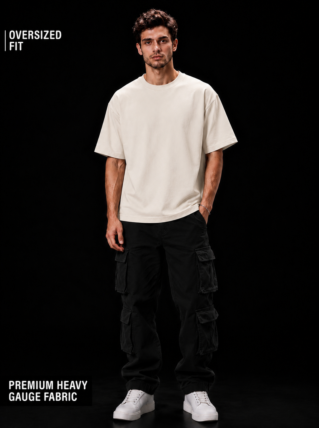 NEXTWIN Essential Oversized T-Shirt – Solid Off White | 240 GSM Premium Cotton