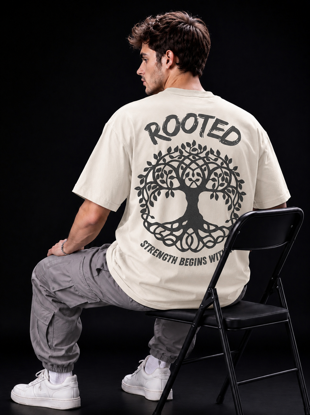 NEXTWIN Rooted Oversized Graphic T-Shirt – Tree of Life Back Print | 240 GSM Premium Cotton