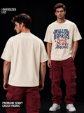 NEXTWIN Wealth Breeds Monsters Oversized Graphic T-Shirt – Off White Streetwear Tee | 240 GSM Premium Cotton